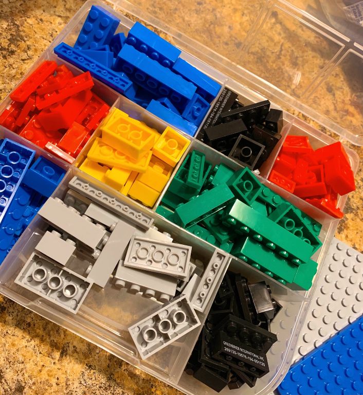 Lego bricks from the DollarTree to use as a retelling center