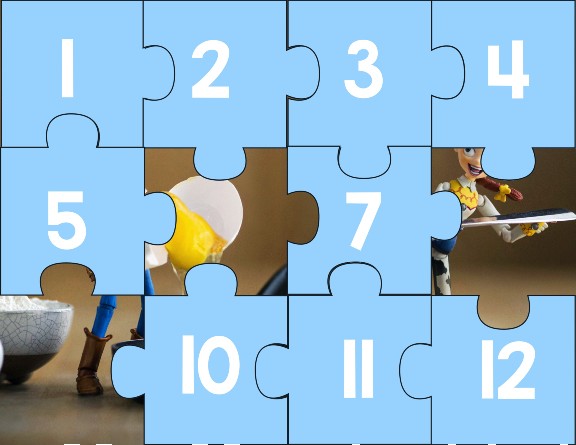 Puzzle pieces as removed one at a time to reveal a mystery picture as students practice the See, Think, Wonder strategy.