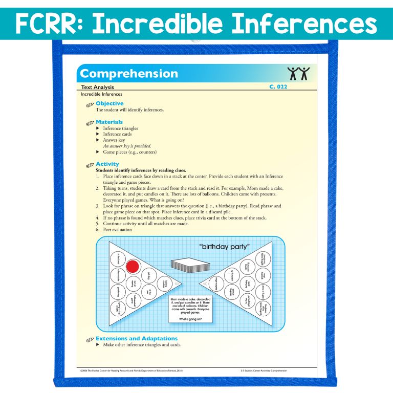 FCRR Incredible Inferences literacy center