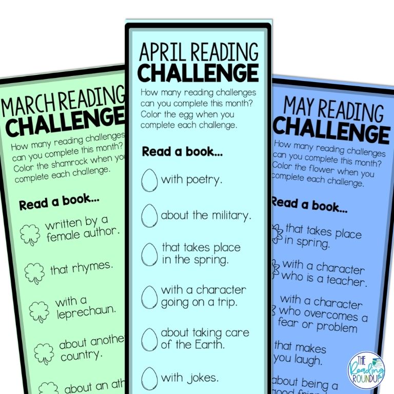 Spring reading challenge bookmarks