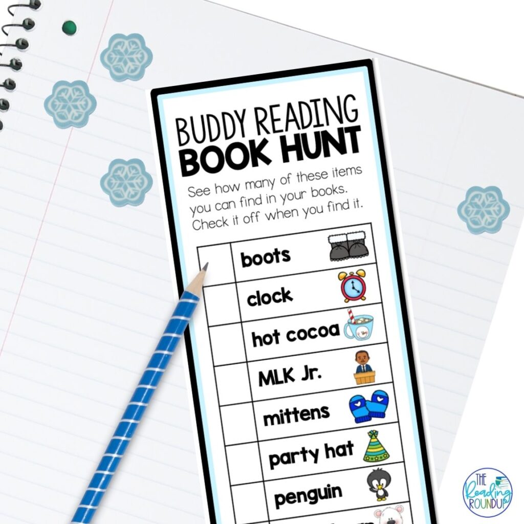 Buddy Reading Book Hunt Winter Literacy Activity