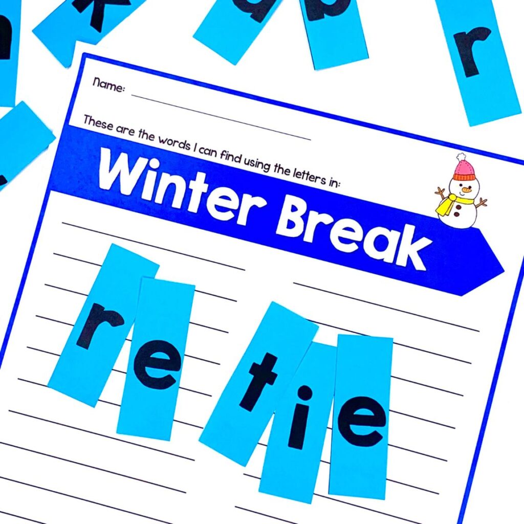 Phonics Making Words Winter Literacy Activity