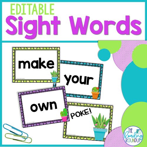 Editable Sight Word Flashcards and Game 1 Editable Sight Word Flashcards and Game