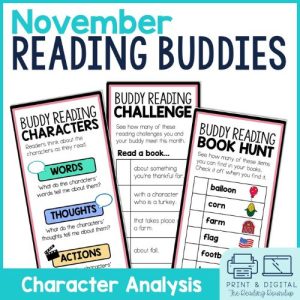 Fall Reading Buddies Activities for Character Analysis